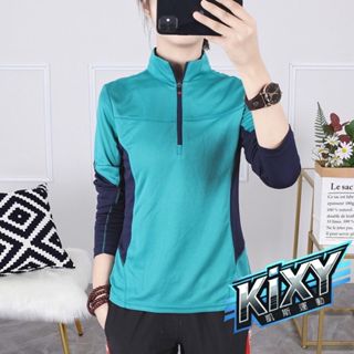 KIXY-現貨-女款長袖半拉鍊排汗衫 運動機能上衣 透氣速乾衣 戶外健身服 跑步登山長袖 夏季運動服飾 排汗透氣