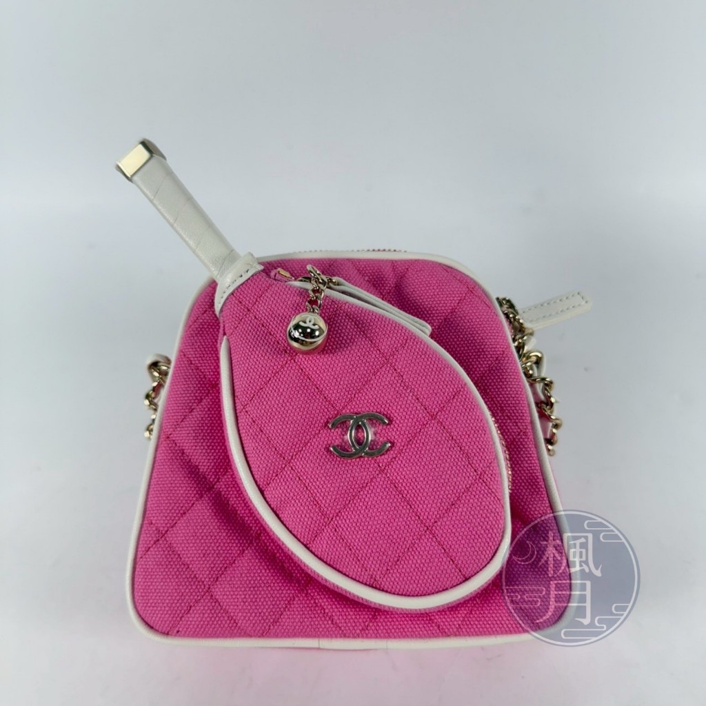 CHANEL 粉 網球 造型 小鍊包
