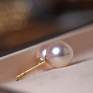 【海斯珠寶】極光豆丁系列 18K金 5-9mm 日本 Akoya海水珍珠耳釘 鏡面極光 日常穿搭必備單品 高性價比精