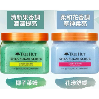 美國 TREE HUT 樹上小屋 乳木果蜜糖身體磨砂膏 椰子萊姆 / 花漾舒緩 510g 去角質 深層清潔