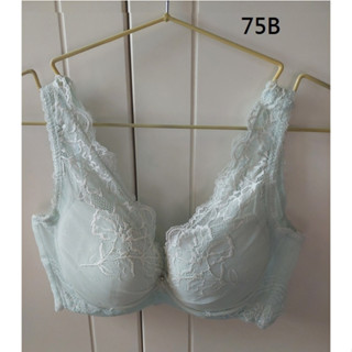 全新 思薇爾軟鋼圈 蕾絲內衣-75B(34B)淡綠色