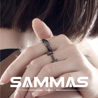 SAMMAS戒指 暗黑十字架戒指 實拍 情侶戒指 復古 輕奢 高質感 指環 可調節 設計 組合 飾品男 百搭 高級感