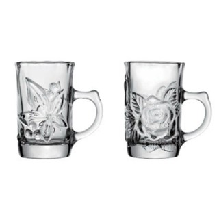 雕花把手杯 亞拉伯杯 迷你把手杯 迷你馬克杯 玻璃馬克杯 小杯子 玻璃杯《享盈餐具》