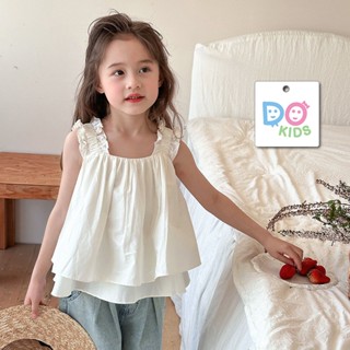 DO Kids童裝 臺灣現貨-韓版花邊吊帶娃娃杉 女童裝 兒童 夏季新品 中小童 大童 短袖 上衣 背心式 休閒 戶外