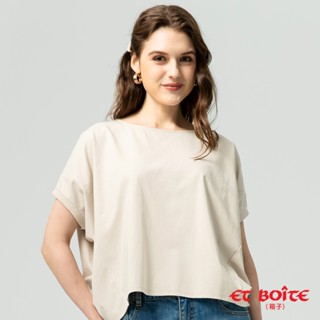 BLUE WAY ET BOiTE 箱子 - 女款 連袖剪接涼感寬版短TEE(淺卡其)