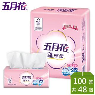 【五月花】蓬厚柔頂級抽取式衛生紙（100抽×8包×6袋/箱）《WUZ屋子-臺北》衛生紙 抽取式 五月花