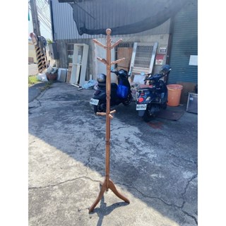 大楊哥二手傢具【 實木衣帽架 簡約現代掛衣架 落地簡易衣服架 臥室整理架 客廳衣帽架 】傢俱回收
