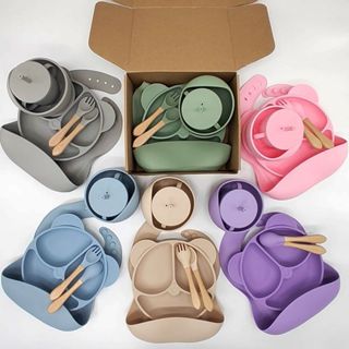 🚀隔日到店🚀出口品質（6件套裝）兒童餐具 寶寶餐具 副食品餐具 吸盤餐具 兒童餐盤 兒童碗 寶寶湯匙 嬰兒餐具 嬰兒用品