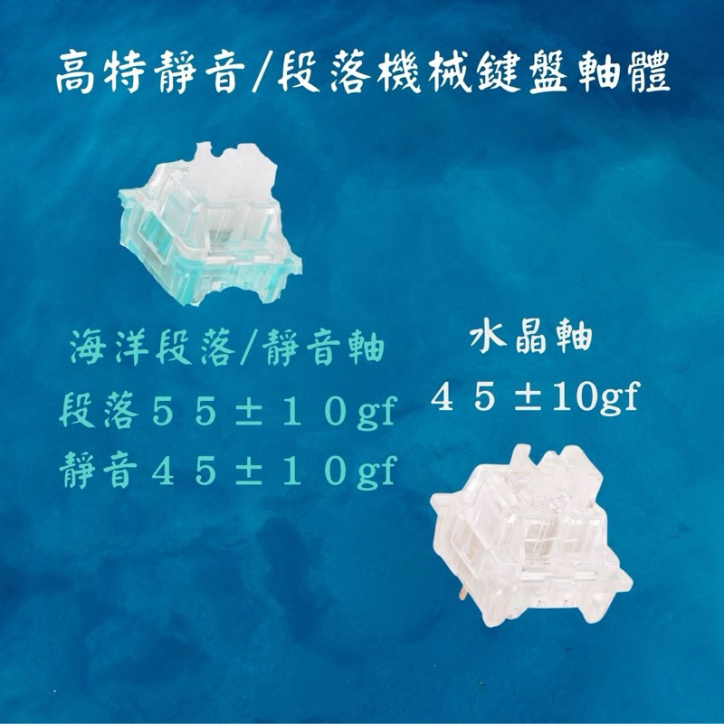 🌙高特防塵靜音及段落機械鍵盤軸體-海洋軸、水晶軸