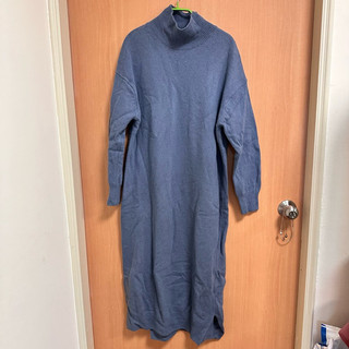 Fashion for yes ffy微高領寬鬆落肩保暖連身裙針織毛衣