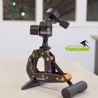耀您館★臺灣品牌萬能夾TAKEWAY鉗式腳架T1卡鉗腳架(含相機座/手機座.雲臺)萬用夾迷你小腳架低角度桌上型三腳架適開