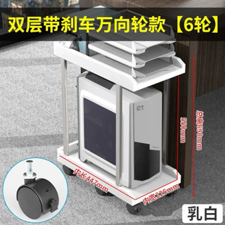 【二手】(白色)可移動電腦主機托架/小型帶輪桌上型電腦箱收納支架-MATX主機殼用