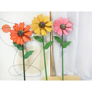 晴光花藝資材選物 Ustinian florist | 向日葵風車 小 黃.粉.橘 木製插牌 花插 園藝風裝飾