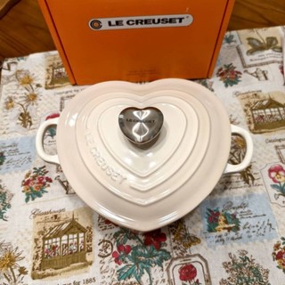Le Creuset 琺瑯鑄鐵鍋愛心鍋20cm-蛋白霜/愛心鍋蓋頭