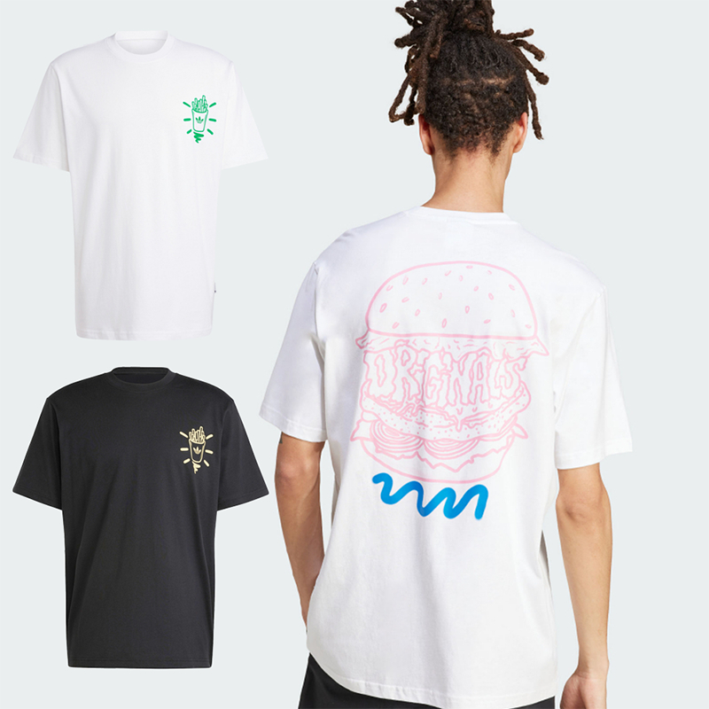 ADIDAS Q12 TS STREET B TEE 黑 白 漢堡 薯條 運動短袖 男款【JP2672】【JD0677】