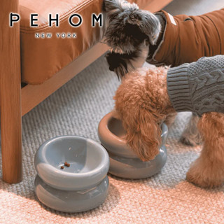 正品授權PEHOM官方直發 舒芙蕾雙層墊高寵物碗 寵物碗 陶瓷寵物碗 貓碗 狗碗 寵物餐桌碗