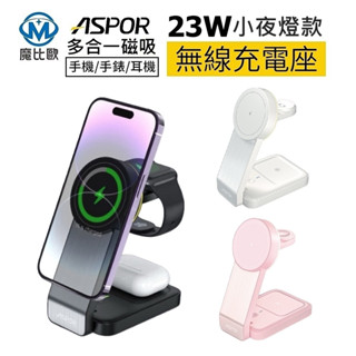 ASPOR 23W 多合一 磁吸折疊無線充電座 Airpods Apple Watch iPhone 手機 手錶 耳機