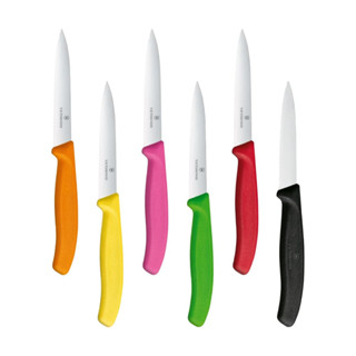 VICTORINOX 瑞士維氏 尖頭水果刀(鋸齒)-黑/紅/綠/粉/黃/橘(無刀套)