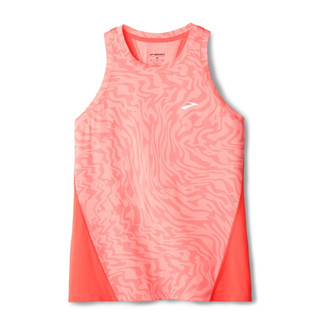 【BROOKS】女 Sprint Free 運動背心 3.0 螢光辣椒紅/速度波紋 (221713622)