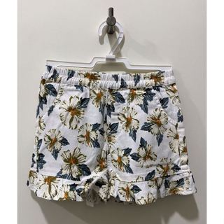 二手商品 // 正韓貨 香水娜娜 童裝 女童 花卉圖案 鬆緊褲頭 休閒褲 牛仔短褲 木耳邊 120