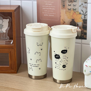 𝐁𝐢𝐏𝐢𝐇𝐨𝐦𝐞🐈‍⬛｜現貨｜雙飲可愛保溫杯 500ml水壺 保溫瓶 吸管水壺 咖啡保溫瓶 外出水瓶