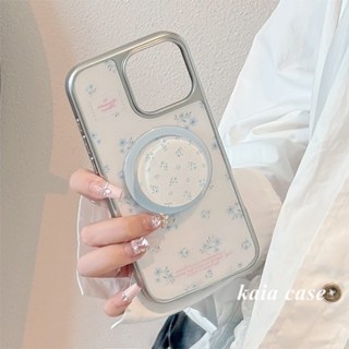 ins銀邊電鍍清新小碎花磁吸手機殼適用 iPhone 16 15 14 12 13 Pro Max i12 15Plus