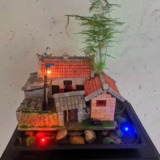 新品熱銷 免運 微縮模型diy手工中式 迷你真磚紅瓦建築 小小泥瓦匠 拼裝手工製作房子