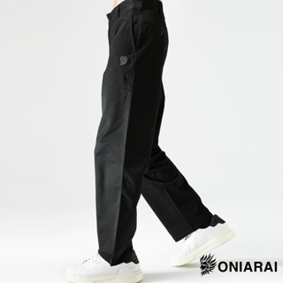 BLUE WAY 鬼洗 ONIARAI - 鬼頭LOGO休閒寬版直筒褲(黑)