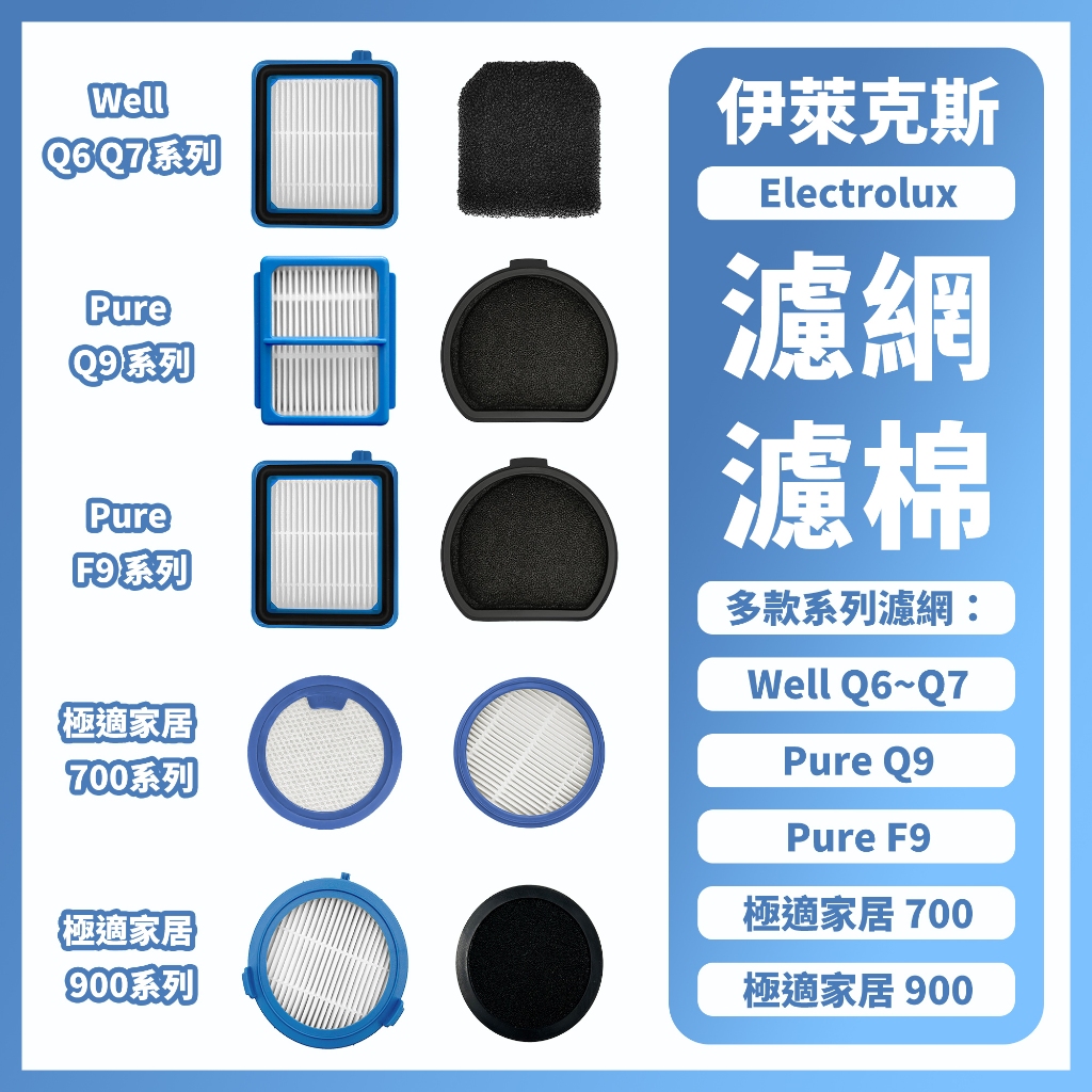 【現貨】副廠 伊萊克斯系列濾網 Well Q6 Q7 Pure Q9 F9 極適家居 700 900 濾棉 濾芯 吸塵器