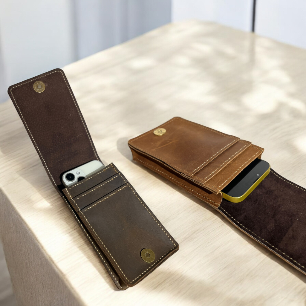 H-CT 瘋馬皮 真皮 手工 手機套 手機腰包 直式 全蓋磁釦 雙尺寸可選 HM0192