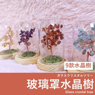 【現貨】玻璃罩水晶樹 9款選擇 白水晶/黃水晶/粉水晶/紫水晶/海藍寶/紅瑪瑙/綠東陵/碧璽/橄欖石 開運風水療癒擺件