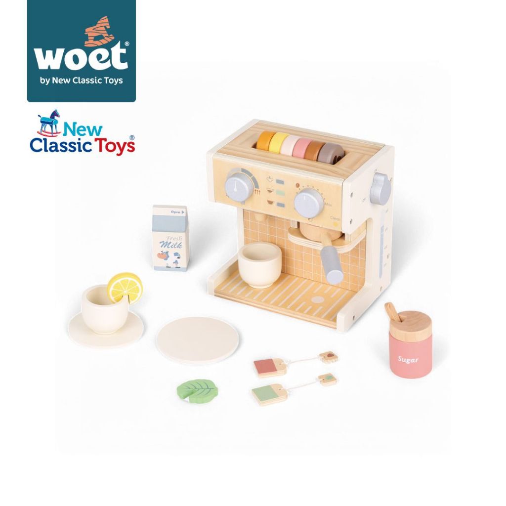 荷蘭New Classic Toys 義式經典木製咖啡機-10720-家家酒玩具/切切樂/木製玩具