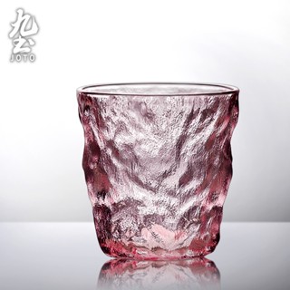 九土簡約冰川紋理玻璃水杯櫻花粉酒杯水杯威士忌酒杯咖啡杯加厚玻璃杯烈酒杯水晶杯冰川杯氣泡水杯雞尾酒杯香檳杯CUPR0535