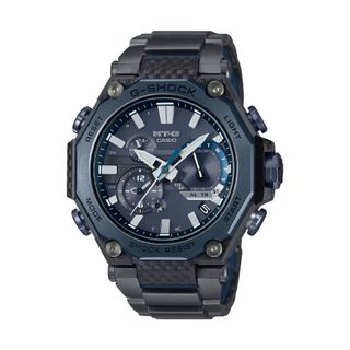 【CASIO 卡西歐】G-SHOCK 碳纖維太陽能電波藍芽錶黑藍 MTG-B2000YBD-2A 49.8mm