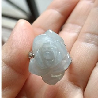 天然緬甸冰紫羅蘭翡翠玫瑰花戒指！