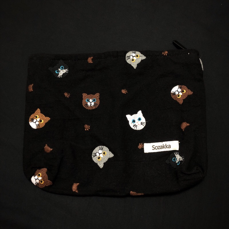 閣樓貓影^ↀᴥↀ^❤️ Sozakka 貓咪帆布袋 化妝包 手拿包 萬用袋 小袋子 貓咪化妝包 貓咪袋子 貓腳印