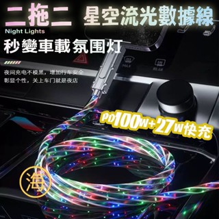 【隔日到貨】板橋現貨 二拖二 星空流光充電線 PD快充線 TC快充線 蘋果快充線 四合一快充線 充電線