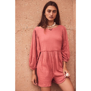 ❤歐美Free People Beyond Obsessed Romper 娃娃燈籠七分袖圓領收腰棉質連身短褲 顏色眾多