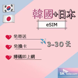 日本韓國Esim 第一大電信5天7天8天10天15天3天吃到飽掃碼上網 免插卡 韓國網絡卡5日7日10日熱點分享 掃碼上網