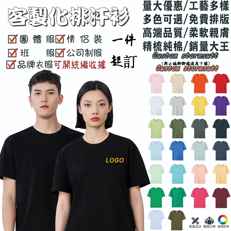 【專業客製】客製化T恤 一件可印 排汗 棉t 工作服 團體服 訂製衣服 班服 團服 LOGO客製短袖 訂製t恤 親子裝