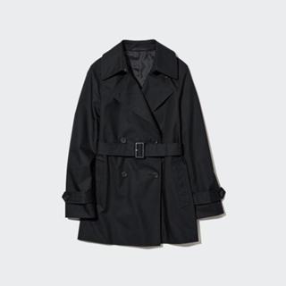 (二手極新) Uniqlo 女裝 短版風衣外套 黑色 S號 457227