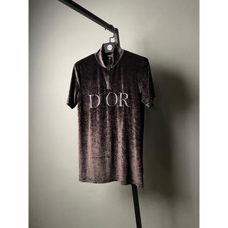 【𝐆𝐎𝐋𝐃𝐄𝐍 中壢店】DIOR 胸前立體刺繡品牌文字燈心絨立領拉鍊短T