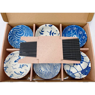 ❤️‍🔥全新商品【❁日式和風❁】陶瓷碗盤禮盒6件組+6筷🥢«臺灣現貨12H內出貨»❤️‍🔥