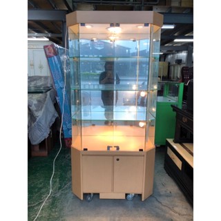 【全省二手貨】二手傢俱*橡木色玻璃展示櫃 展示櫃 玻璃展示櫃 櫥窗櫃 公仔展示櫃 模型櫃 藝品展示櫃 玻璃櫃 高櫃