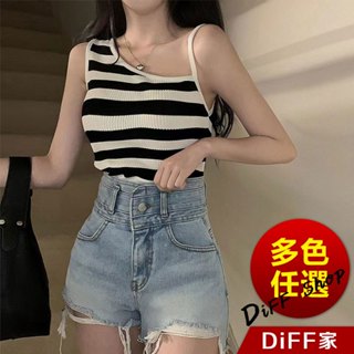 【DIFF】韓版氣質斜肩針織上衣 背心 小可愛 女裝 衣服 短版上衣 小背心 夏天女裝 短版背心【V415】