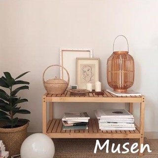 Musen【臺灣現貨】ins簡易床頭櫃 實木北歐風臥室飾品排骨置物架子 落地飄窗收納架 書桌架 鞋架床頭櫃 民宿飾品架子