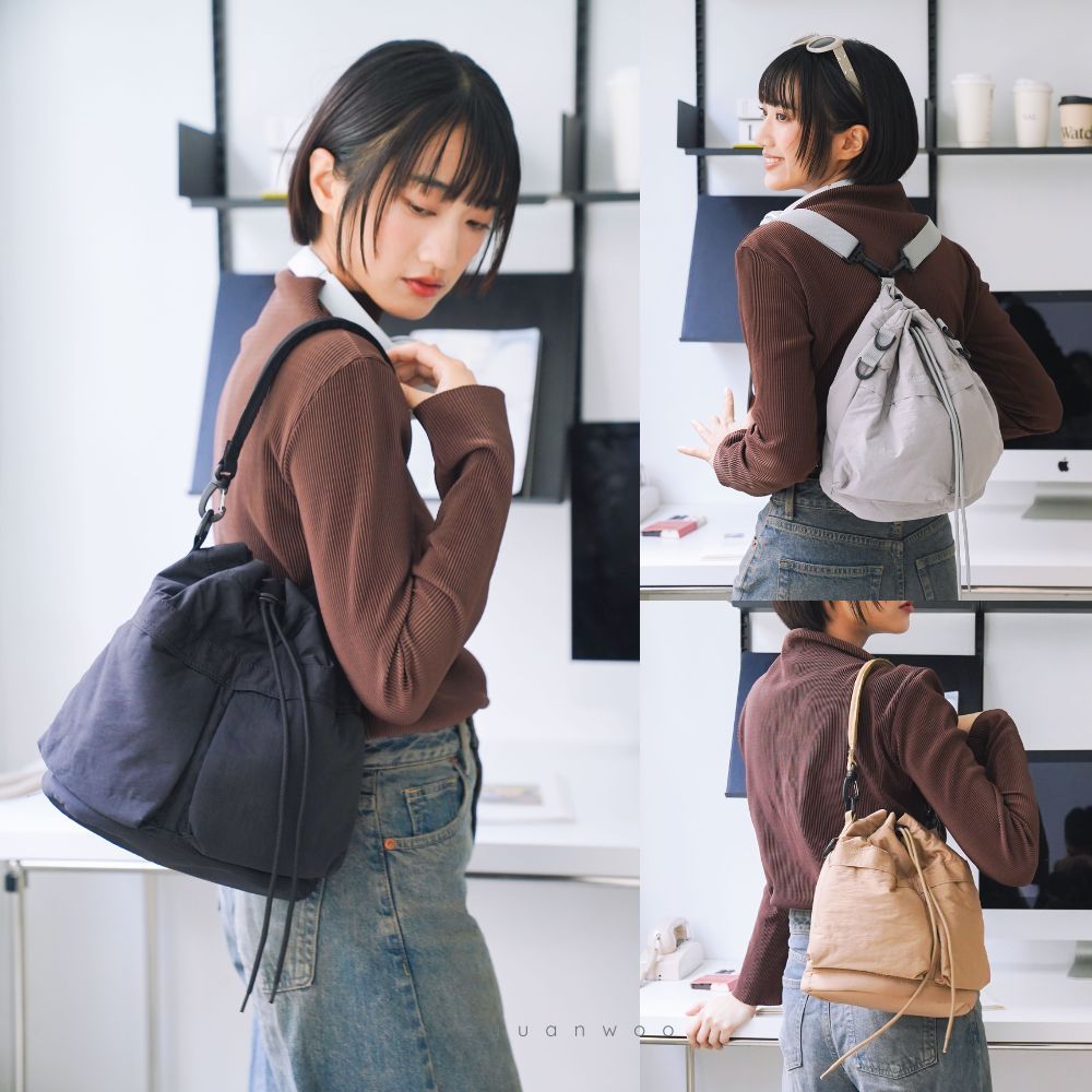 【破千銷量♡cc】𝑺.𝑺 ∣演唱會必備 兩用抽繩肩背包 出國包 單肩包 後背包 防潑水 機能包 工裝水桶包 上班包