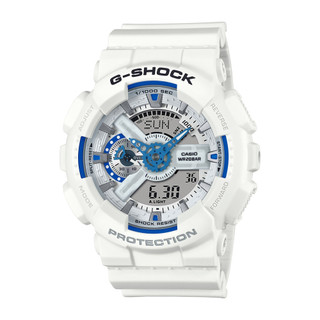 CASIO卡西歐 G-SHOCK 時尚亮眼 夏日海洋藍白 炫藍雙顯錶 GA-110HDS-7A/51.2mm