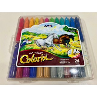 AMOS colorix silky crayon 24色粗款神奇水蠟筆水彩粉彩three in one 二手少用