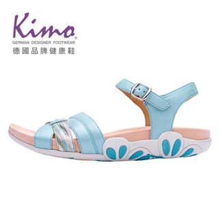【Kimo】奢華珠光山羊皮交叉涼鞋 女鞋(碧藍綠 KBESF041221)
